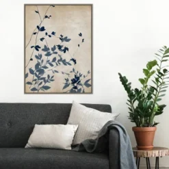 22" X 30" Indigo Leaves II By Isabelle Z Framed Canvas Wall Art Gray Wash - Amanti Art -Adesso Store GUEST 38886de4 e86a 4df8 8ed9 90b30b2d4a83
