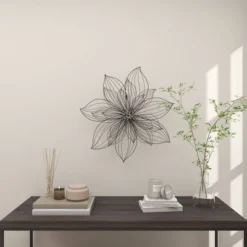 Modern Metal Floral 3D Wire Wall Decor With Crystal Embellishments Black - Olivia & May -Adesso Store GUEST 39038b78 e01e 4e9d 932c d24ce923b38a