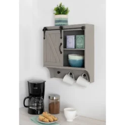 18" X 8" X 20" Decorative Farmhouse Cabinet With Barn Door And 3 Knobs Gray - Kate & Laurel All Things Decor -Adesso Store GUEST 390a18b9 0fcc 4d8e 81e6 fb39ecf92b9d