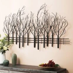 LuxenHome Snowy Black Metal Field Of Trees Wall Art -Adesso Store GUEST 395c3ba0 033a 4ca1 9cb7 fb4a04995b2d