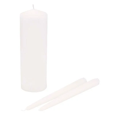 3pc Wedding Unity Candle And Taper Set White 2 3pc Wedding Unity Candle And Taper Set White - Image 2