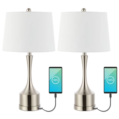 (Set Of 2) 26" Cooper Classic French Country Iron LED Table Lamp With USB Charging Port (Includes LED Light Bulb) - JONATHAN Y 5 (Set Of 2) 26" Cooper Classic French Country Iron LED Table Lamp With USB Charging Port (Includes LED Light Bulb) - JONATHAN Y - Image 5
