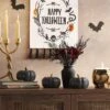 Set Of 3 Small Ceramic Halloween Pumpkins With Gold Stem - Threshold™