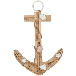 Wood Anchor Handmade Driftwood Inspired Wall Decor With Shell And Rope Accent Brown - Olivia & May -Adesso Store GUEST 3a214398 2da0 4b8f 89bd 56d8fae340b3