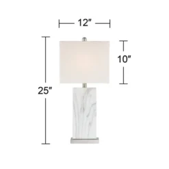 360 Lighting Connie Modern Table Lamps 25" High Set Of 2 White Faux Marble With USB Charging Ports Rectangular Shade For Living Room Office Desk House -Adesso Store GUEST 3aab8701 e7c7 4321 8a0c 7bff12f87158