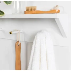 18" X 5" Adlynn Decorative Wall Shelf With Pegs White - Kate & Laurel All Things Decor 13 18" X 5" Adlynn Decorative Wall Shelf With Pegs White - Kate & Laurel All Things Decor -Adesso Store GUEST 3c78f68d 631b 46b8 888d a994843d7e6d