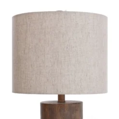 Round Moulded Table Lamp With Ribbed Wood - StyleCraft