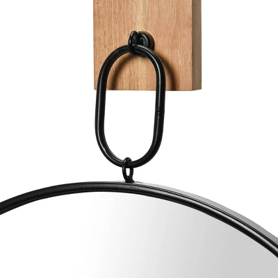 Round Metal Framed Wall Mirror With Wood/Metal Bracket Black - Storied Home 5 Round Metal Framed Wall Mirror With Wood/Metal Bracket Black - Storied Home - Image 5