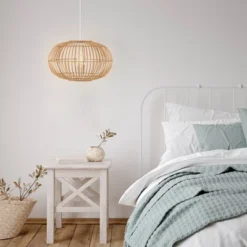 17.5" 1-Light Leo Farmhouse Coastal Rattan LED Pendant Brown - JONATHAN Y -Adesso Store GUEST 3eae18ef f2d5 4b83 bab0 2c3c93816ce5