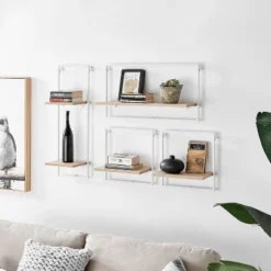 4pc Framed Wall Shelf Set White/Maple - Danya B. 16 4pc Framed Wall Shelf Set White/Maple - Danya B. -Adesso Store GUEST 4135dc1d 5301 4859 981b cfdae50e8289