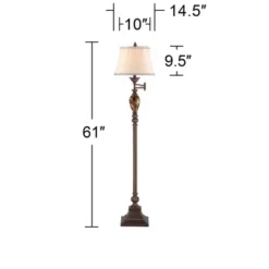 Kathy Ireland Vintage Swing Arm Floor Lamp 61" Tall Bronze Marble Font Faux Silk Shade For Living Room Reading House Bedroom Home 12 Kathy Ireland Vintage Swing Arm Floor Lamp 61" Tall Bronze Marble Font Faux Silk Shade For Living Room Reading House Bedroom Home -Adesso Store GUEST 41900b73 10f9 43b3 a338 ea7aca81a837