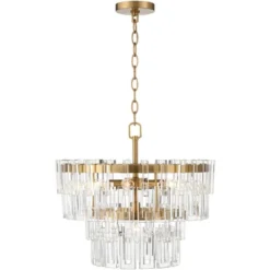 Vienna Full Spectrum Luxum Burnished Brass Chandelier 18 3/4" Wide Modern Tiered Crystal 6-Light Fixture For Dining Room House Foyer Kitchen Island -Adesso Store GUEST 423cdc24 c59f 4c6a bf2b e4eec3277a05