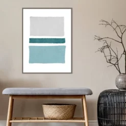 22" X 30" Painted Weaving V Blue Green By Piper Rhue Framed Canvas Wall Art Gray Wash - Amanti Art -Adesso Store GUEST 42c0bda3 7836 4785 b796 8352149edf93