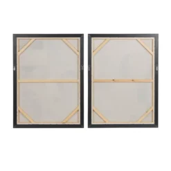Set Of 2 Canvas Abstract Mid-Century Modern Geometric Framed Wall Arts With Black Frame Cream - The Novogratz