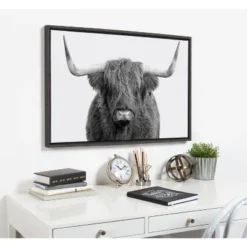 23" X 33" Sylvie Highland Cow Portrait Framed Canvas By Amy Peterson Gray - Kate & Laurel All Things Decor -Adesso Store GUEST 44cc43b4 2234 4106 9f6d 19b42b204670