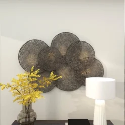 Metal Plate Overlapping Perforated Wall Decor Black - Olivia & May -Adesso Store GUEST 44da10f1 3c35 4fbe 80b0 b3f66b156019