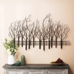 LuxenHome Snowy Black Metal Field Of Trees Wall Art -Adesso Store GUEST 45cbde7d 5496 45a6 b5f7 853f2309150b