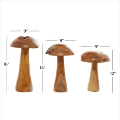 Set Of 3 Teak Wood Mushroom Handmade Live Edge Sculpture With Natural Smooth Finish Brown - Olivia & May 28 Set Of 3 Teak Wood Mushroom Handmade Live Edge Sculpture With Natural Smooth Finish Brown - Olivia & May -Adesso Store GUEST 46d2cd55 1b72 47c2 857b 200c2399b239