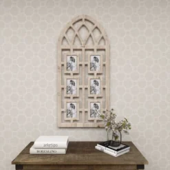 Wood 6 Slot Wall Photo Frame With Window Arch Shape Light Brown - Olivia & May 27 Wood 6 Slot Wall Photo Frame With Window Arch Shape Light Brown - Olivia & May -Adesso Store GUEST 4767a2b7 6329 4b9d 9242 3b85f8a9d5a4