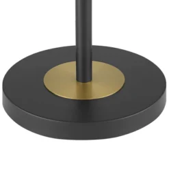 360 Lighting Rayna Mid Century Modern Downbridge Floor Lamp 61 1/2" Tall Black Gold Metal Off White Linen Drum Shade For Living Room Reading Bedroom -Adesso Store GUEST 47d754a6 3eee 4f15 a93c 56ac488915fa