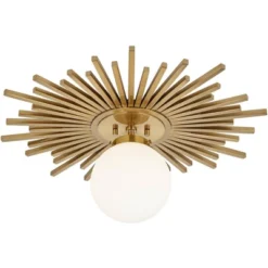 Possini Euro Design Hazel Modern Ceiling Light Semi Flush Mount Fixture 24" Wide Warm Brass White Globe Shade For Bedroom Kitchen Living Room Hallway -Adesso Store GUEST 48188eba 2f68 4f86 9f8a a54dd55ba25f