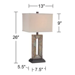Franklin Iron Works Rustic Table Lamps 26" High Set Of 2 Natural Stale Open Rectangular Box Shade For Living Room Bedroom Home (Colors May Vary) -Adesso Store GUEST 48761616 4488 4c2d 9925 b20d3d8681c9