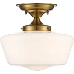 Regency Hill Rustic Farmhouse Ceiling Light Semi Flush Mount Fixture 12" Wide Soft Gold Opal White Glass For Bedroom Kitchen Living Room Hallway House -Adesso Store GUEST 4a0a7434 1117 475e b7d4 8aa991df89f2