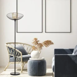 71" Demi Painted Metal 1-Light Floor Lamp With Black And Gold Painted Metal Shade - River Of Goods -Adesso Store GUEST 4ad21748 81d1 4270 a9c1 a7b8e24f7749