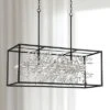 Possini Euro Design Carrine Black Silver Linear Pendant Chandelier 38 1/2" Wide Modern Clear Crystal 8-Light Fixture For Dining Room Kitchen Island