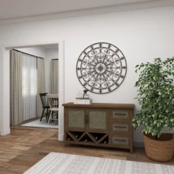 Metal Fleur De Lis Scrollwork And Wall Decor Black - Olivia & May