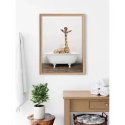 18" X 24" Blake Giraffe 2 In Tub Color Framed Printed Glass By Amy Peterson Art Studio Natural - Kate & Laurel All Things Decor -Adesso Store GUEST 4d1914cb 3b2c 4eb0 af22 6de4d439c4e6