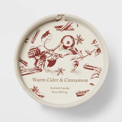 Textured Straight Side Ceramic Warm Cider & Cinnamon Candle White - Threshold™ 4 Textured Straight Side Ceramic Warm Cider & Cinnamon Candle White - Threshold™ - Image 4