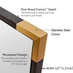 ANDY STAR 30 X 40 Inch Rectangular Wood Framed Vanity Mirror With 2 Tone Black Frame With Gilded Gold Corners For Bathrooms, Entryways, And Bedrooms -Adesso Store GUEST 4d730989 9c19 45e3 9ffe 68ceaa66ea02