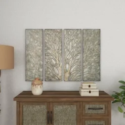 Metal Tree Wall Decor With Embossed Design Set Of 4 Brown - Olivia & May -Adesso Store GUEST 4d817638 3c82 47ee 8e4e d1c1d66c1af5
