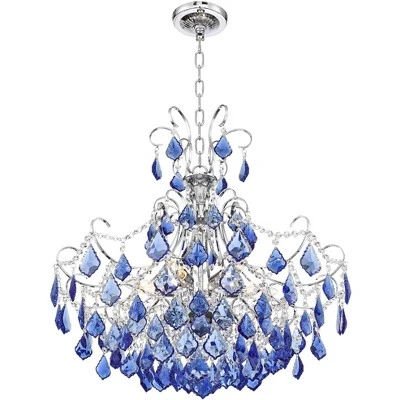 Vienna Full Spectrum Alpine Chrome Chandelier 26" Wide French Blue Crystal 6-Light Fixture For Dining Room House Foyer Kitchen Island Entryway Bedroom 6 Vienna Full Spectrum Alpine Chrome Chandelier 26" Wide French Blue Crystal 6-Light Fixture For Dining Room House Foyer Kitchen Island Entryway Bedroom - Image 6