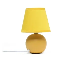 8.66" Petite Ceramic Orb Base Bedside Table Desk Lamp With Matching Tapered Drum Fabric Shade Yellow - Creekwood Home -Adesso Store GUEST 50a4ebfd a3c5 49a6 95ce 8ff068c9d68b