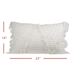 White Cotton With Polyester Fill 14x22 Hand Woven Pillow - Foreside Home & Garden -Adesso Store GUEST 542af17f a8fb 453e 9b7b 72c65091d219