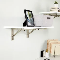 Built Industrial 2 Pack Folding L Wall Shelf Bracket, 10 Inch Collapsible Hardware With Locking Hinge For Garage Shelves, Holds 120lbs -Adesso Store GUEST 555ad0b8 e83d 42c4 af02 5dfe3c43b4ec