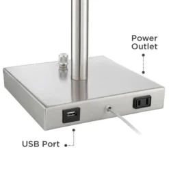 360 Lighting Andre Modern Table Lamps Set Of 2 With Square Risers 28 1/4" Tall Silver Metal USB And AC Power Outlet In Base White Drum Shade For Desk -Adesso Store GUEST 57bc90ae 4754 452e 8252 1c0994a43377