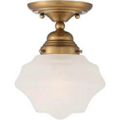 Regency Hill Schoolhouse Floating Modern Farmhouse Ceiling Light Semi Flush Mount Fixture 7" Wide Brass White Glass Shade For Bedroom Living Room Home 8 Regency Hill Schoolhouse Floating Modern Farmhouse Ceiling Light Semi Flush Mount Fixture 7" Wide Brass White Glass Shade For Bedroom Living Room Home -Adesso Store GUEST 57bf5865 af6e 483d a666 286de7e76a72
