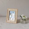 4X6 Inch Floral Picture Frame Tan Fabric Framed In Wood With MDF & Glass By Foreside Home & Garden