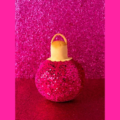 Shiraleah Pink Sparkle Christmas Ornament Bauble Pillow, Small 4 Shiraleah Pink Sparkle Christmas Ornament Bauble Pillow, Small - Image 4