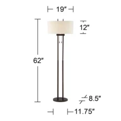 Franklin Iron Works Roscoe Modern Floor Lamp Standing 62" Tall Oil Rubbed Bronze Twin Pole White Drum Shade For Living Room Bedroom Office House Home 14 Franklin Iron Works Roscoe Modern Floor Lamp Standing 62" Tall Oil Rubbed Bronze Twin Pole White Drum Shade For Living Room Bedroom Office House Home -Adesso Store GUEST 5cc4f60c ea8e 466e 8897 fff56bb2f026