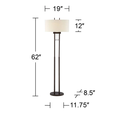 Franklin Iron Works Roscoe Modern Floor Lamp Standing 62" Tall Oil Rubbed Bronze Twin Pole White Drum Shade For Living Room Bedroom Office House Home 7 Franklin Iron Works Roscoe Modern Floor Lamp Standing 62" Tall Oil Rubbed Bronze Twin Pole White Drum Shade For Living Room Bedroom Office House Home - Image 7