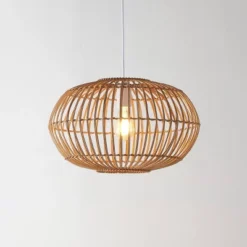 17.5" 1-Light Leo Farmhouse Coastal Rattan LED Pendant Brown - JONATHAN Y -Adesso Store GUEST 5d12d1d1 2c0e 4d02 81e2 b244a7d6a83f