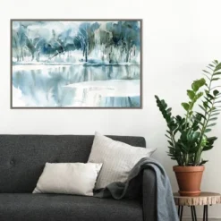 33" X 22" Blue Tree Reflections By Katrina Pete Framed Canvas Wall Art Gray Wash - Amanti Art -Adesso Store GUEST 5d8e38d1 5440 414e 89fb 771c415a41fd