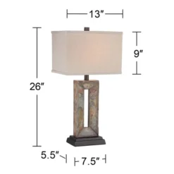 Franklin Iron Works Rustic Table Lamps 26" High Set Of 2 Natural Stale Open Rectangular Box Shade For Living Room Bedroom Home (Colors May Vary) -Adesso Store GUEST 60cf11af 42e1 4cba af30 e2bea9849113