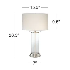 Possini Euro Design Fritz Modern Table Lamp 26 1/2" High Silver Clear Glass Column With USB And AC Power Outlet In Base Drum Shade For Bedroom Desk 15 Possini Euro Design Fritz Modern Table Lamp 26 1/2" High Silver Clear Glass Column With USB And AC Power Outlet In Base Drum Shade For Bedroom Desk -Adesso Store GUEST 6119309c 0f87 4af7 ae8c 63aeb091be4f