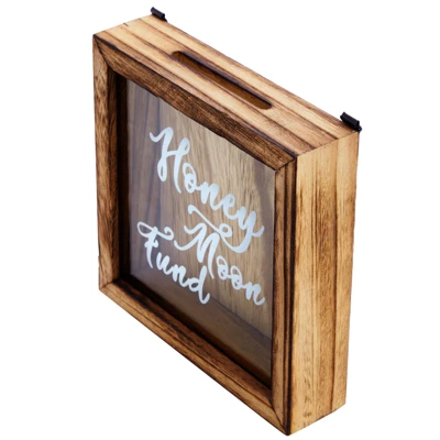 Juvale Wood Cursive Honeymoon Fund Box Wedding Gifts, Wall Mounted Shadow Piggy Bank, Newly Wed Rustic Home Decoration, Vacation Supplies, 7 X 7 In 6 Juvale Wood Cursive Honeymoon Fund Box Wedding Gifts, Wall Mounted Shadow Piggy Bank, Newly Wed Rustic Home Decoration, Vacation Supplies, 7 X 7 In - Image 6