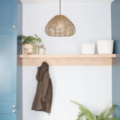 12.75" 1-Light Gloriana Pendant Rattan Brown - River Of Goods 2 12.75" 1-Light Gloriana Pendant Rattan Brown - River Of Goods - Image 2